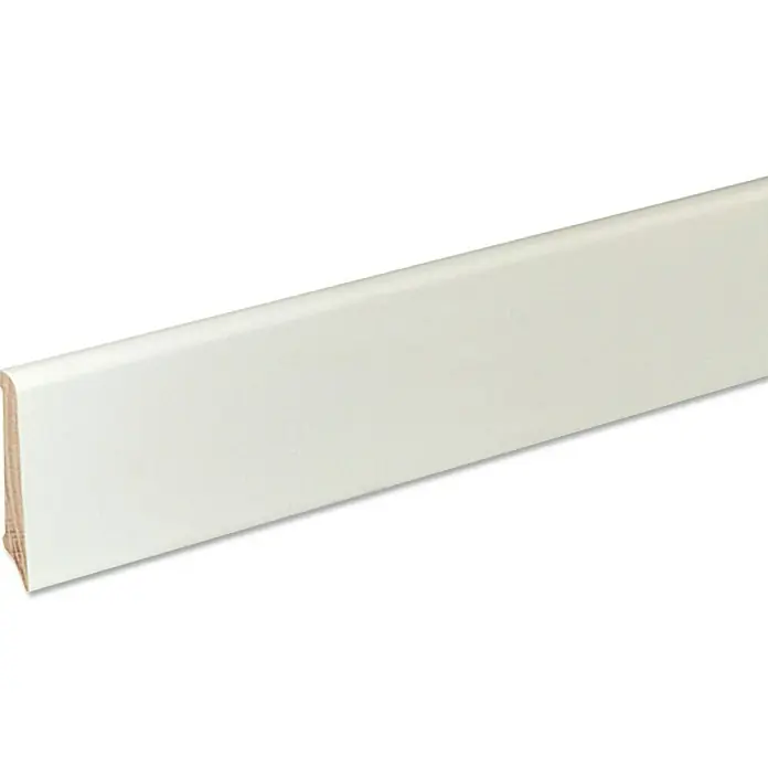 Masivna letvica - 2,4 m x 12 mm x 60 mm, Bukva, Lakirano u bijelo - Pogled s lijeve strane