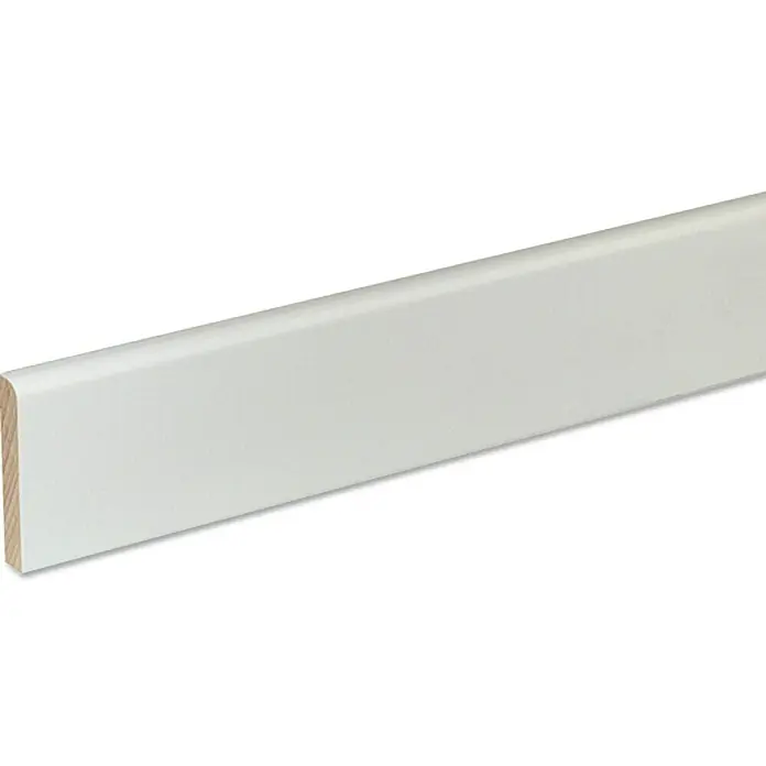 Masivna letvica - 2,4 m x 9 mm x 60 mm, Bukva, Lakirano u bijelo - Pogled s lijeve strane