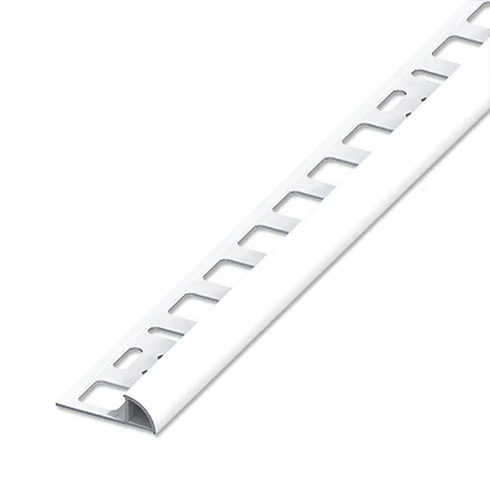 Viertelkreis-Profil - Aluminium, Brillantweiß, 1 m x 8 mm - Linke Seitenansicht