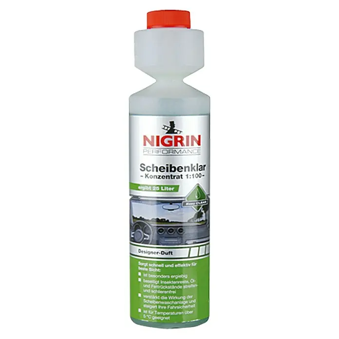Nigrin Performance Scheibenklar Konzentrat - Mischungsverhältnis: 1:100, 250 ml, Geruchseigenschaft: Designer-Duft - Vorderansicht