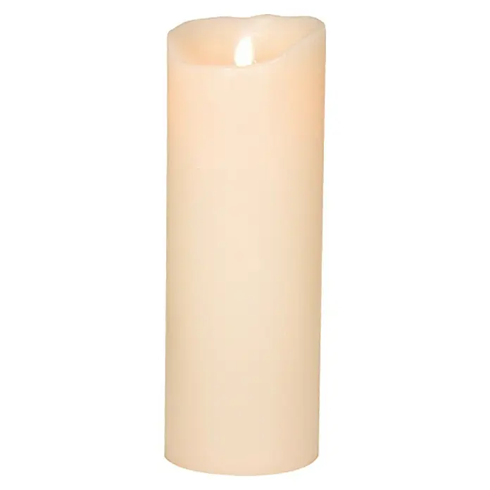 Vela de cera con Led - Ø x L: 8 cm x 23 mm, Marfil - Vista frontal