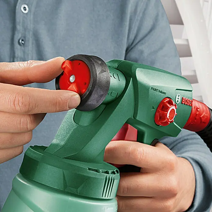Bosch Sistema de pulverización de pintura PFS 2000 - Apto para: Todos los colores, 440 W, Caudal: 0 l/min - 0,2 l/min, Velocidad de trabajo: 1,5 m²/min - Primer plano