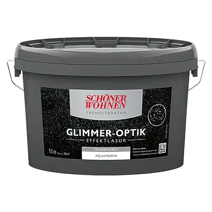 SCHÖNER WOHNEN-Farbe Trendstruktur Effektlasur Trendstruktur - Glimmer-Optik, Aquamarin, 1 l, Transparent - Vorderansicht