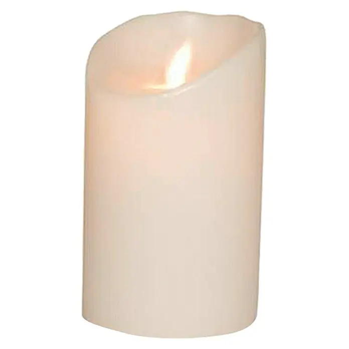 Vela de cera con Led - Ø x L: 8 cm x 12,5 mm, Blanco - Vista frontal