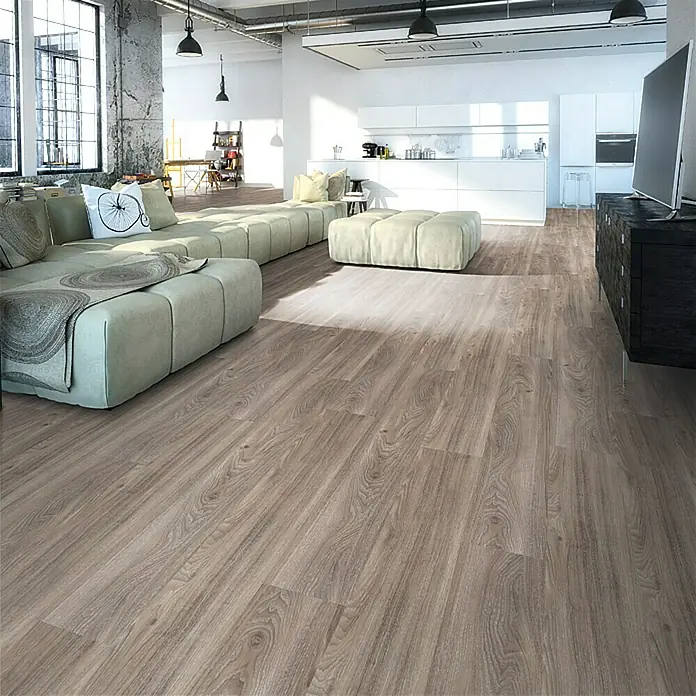 b!design Podna vinilna obloga Clic Aspen srebrni hrast - 1.210 x 190 x 5 mm, Rustikalni pod - Živopisni prikaz