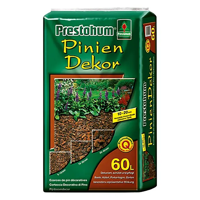 Prestohum Dekor-Mulch Pinien-Rinde - 60 l, 10 mm - 20 mm, Braun