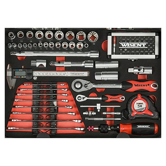 Wisent Werkzeugkoffer Professional - 160 -tlg., Steckschlüsselsatz: ½ + ¼″ - Vorderansicht