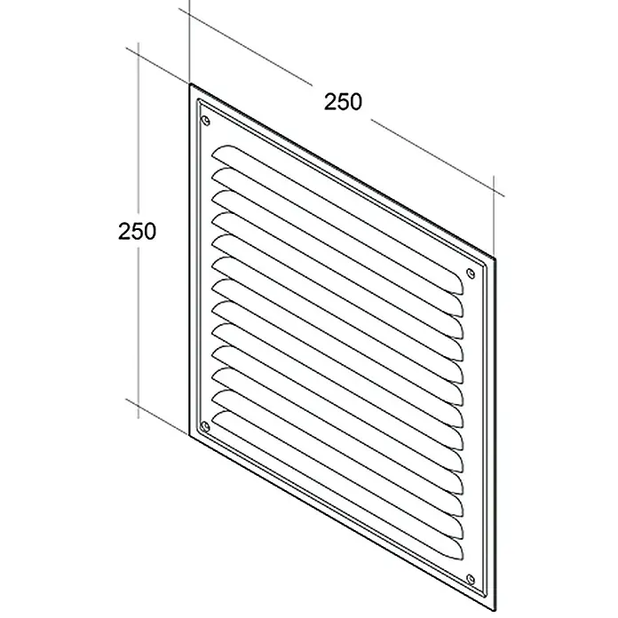 Air-Circle Metalna rešetka za ventilaciju - Aluminij, Š x V: 25 x 25 cm - Pogled s lijeve strane