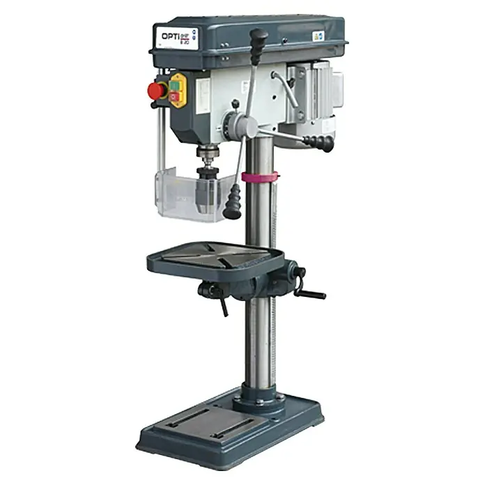 Optimum Taladro de columna B20 - 550 W, Número de revoluciones: 210 r.p.m. - 2.220 r.p.m., Anchura de sujeción mandril portabrocas: 0 mm - 16 mm, 230 V - Vista frontal