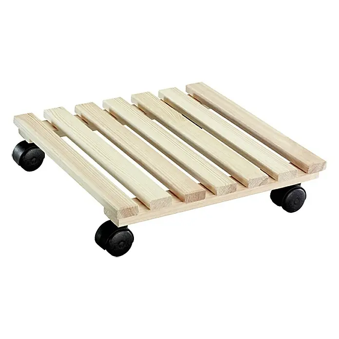 Gardol Podložak za biljke s kotačićima Basic - 35 x 35 cm, Maksimalna nosivost: 100 kg, Bor - Pogled sprijeda
