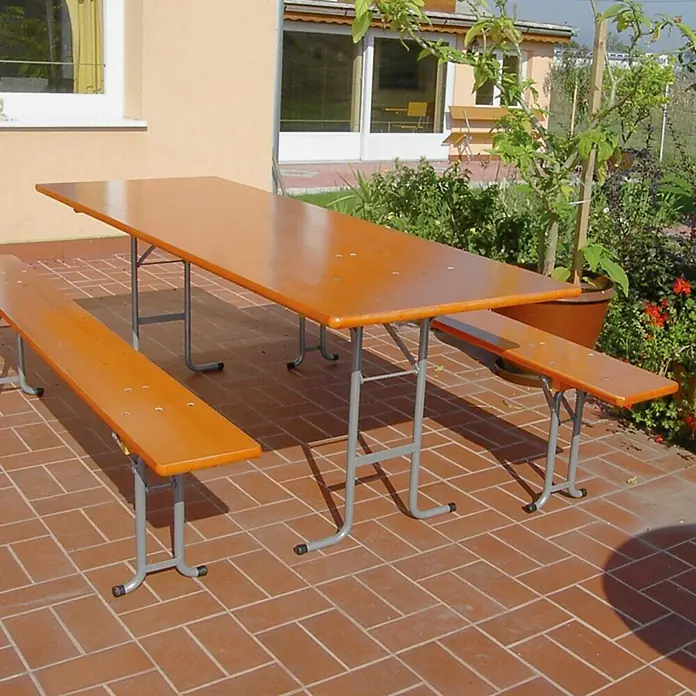 Sunfun Conjunto cervecero - 3 piezas, L. × an.: 220 × 70 cm, Marrón natural/plata