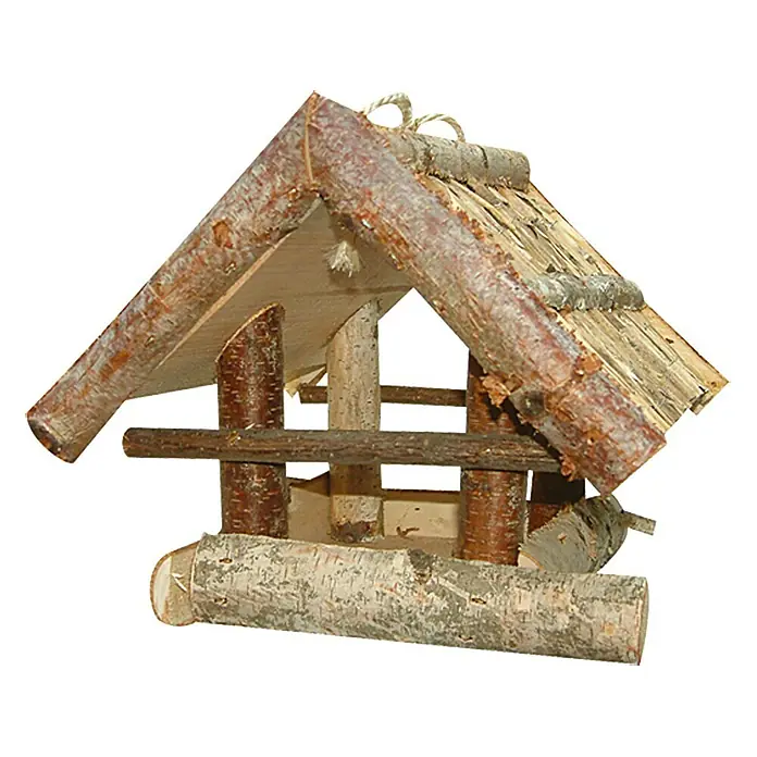 Vogelfutterhaus - Birke, Schilfdach, 28 x 24 cm
