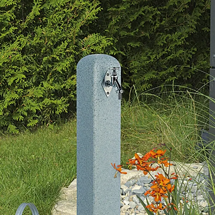 Wasserzapfstelle Poller - Granitfarben, Höhe: 90 cm