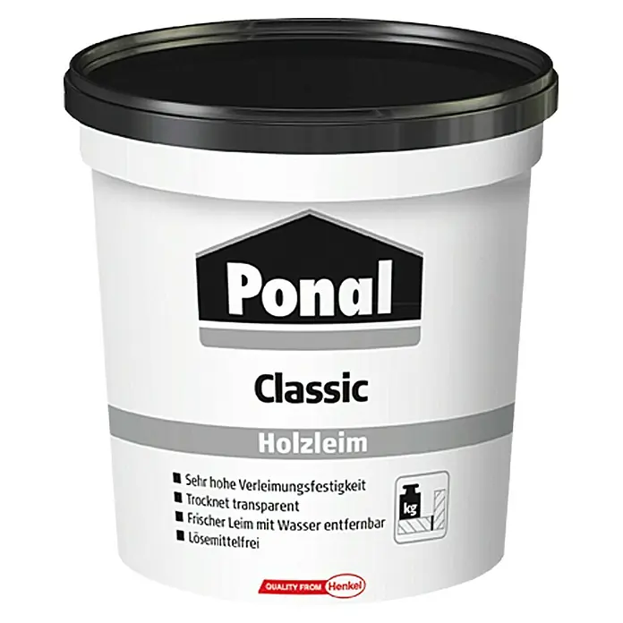 Ponal Holzleim Classic - 760 g, Lösemittelfrei, Transparent (getrocknet) - Vorderansicht