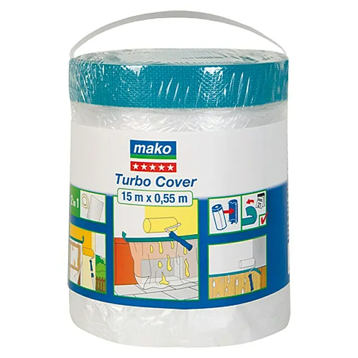 Mako Abdeckfolie Turbo Cover - Ersatzrolle, 0,55 x 15 m, Einseitiger Gewebekleberand - Vorderansicht