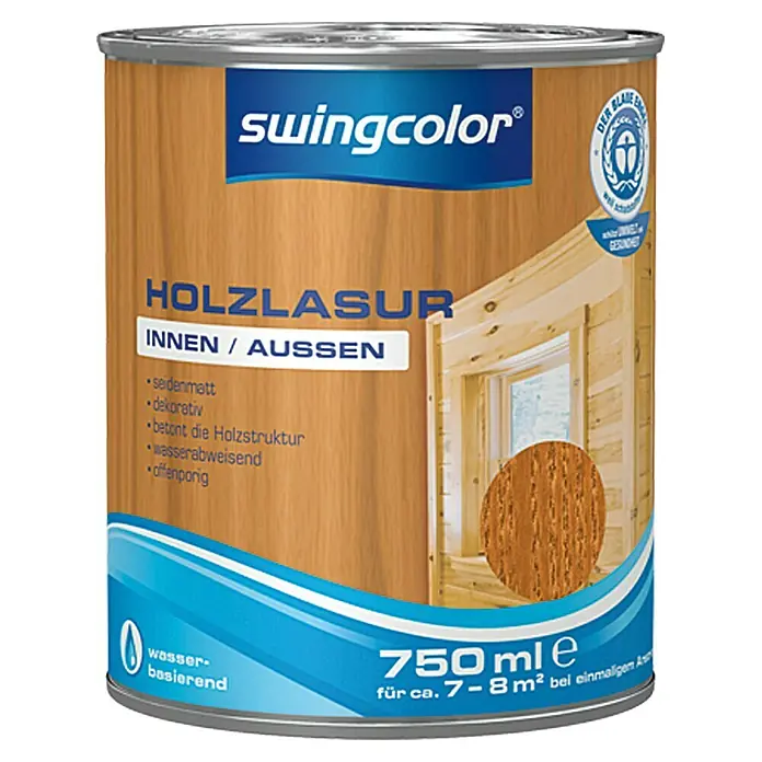 swingcolor Holzlasur - Teak, 750 ml, Seidenmatt - Vorderansicht