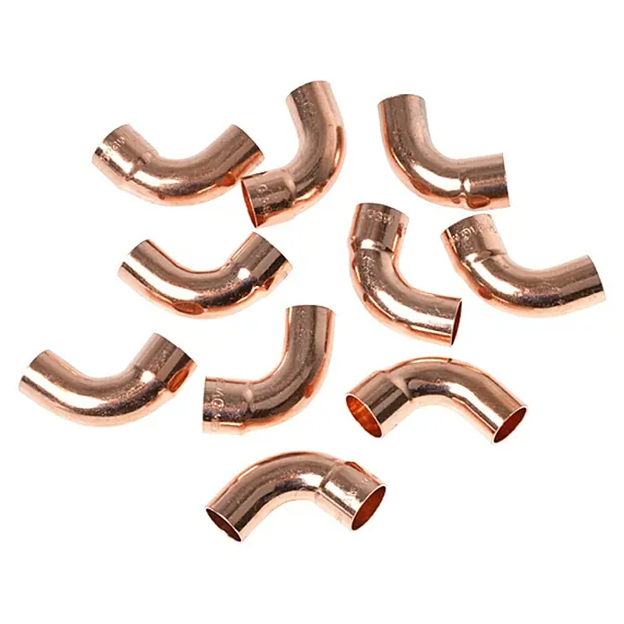Kupfer-Bogen 5001A - Durchmesser: 15 mm, Winkel: 90 °, 10 Stk. - Vorderansicht