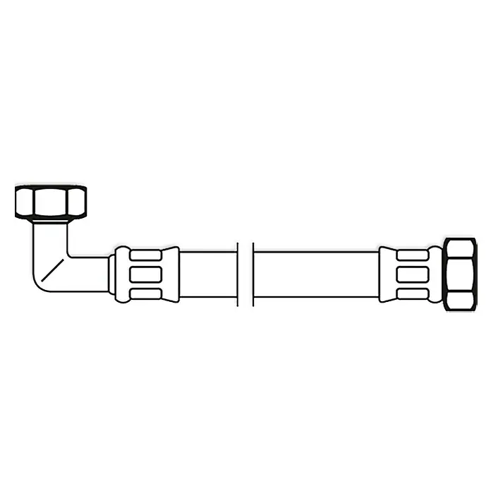 Flexo Priključno koljeno za vodokotlić - ⅜″, Duljina: 20 cm - Pogled sprijeda