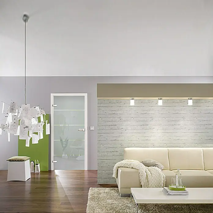 Diamond Doors Glasdrehtür Lines Positiv - 834 x 1.972 mm, DIN Links, Einscheibensicherheitsglas (ESG)
