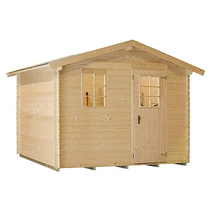 Caseta de madera Kopenhagen 4 - Madera, Área: 6,8 m², Espesor de pared: 19 mm - Vista frontal