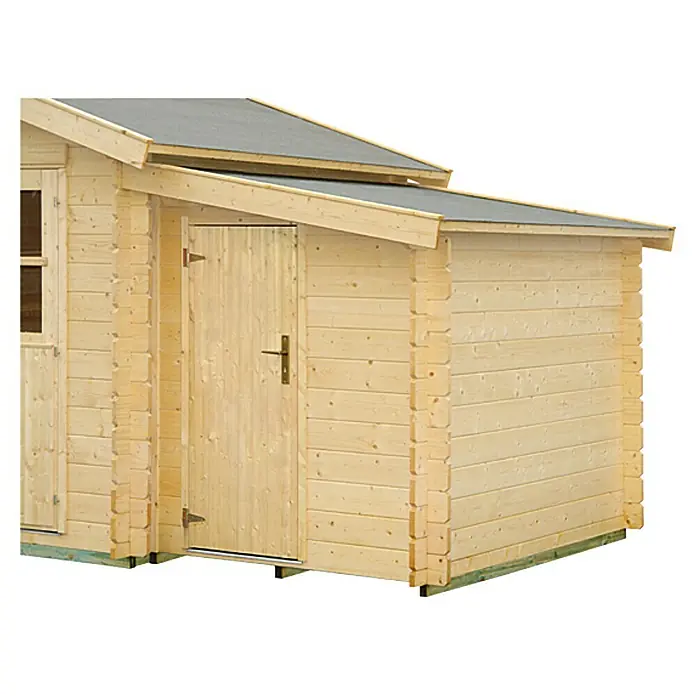 Anbauschuppen - Holz, Grundfläche: 3 m², Wandstärke: 28 mm - Vorderansicht