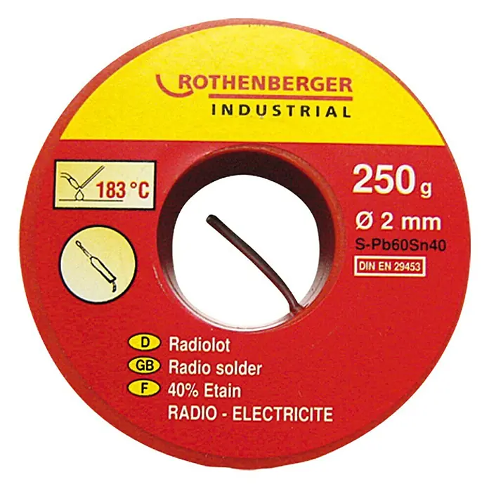 Rothenberger Industrial Radiolot Pb60Sn40 - Durchmesser: 2 mm, 250 g - Vorderansicht