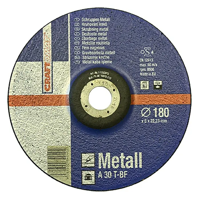 Craftomat Schruppscheibe A 30T-BF - Metall, Durchmesser Scheibe: 180 mm, Stärke Scheibe: 6 mm - Vorderansicht