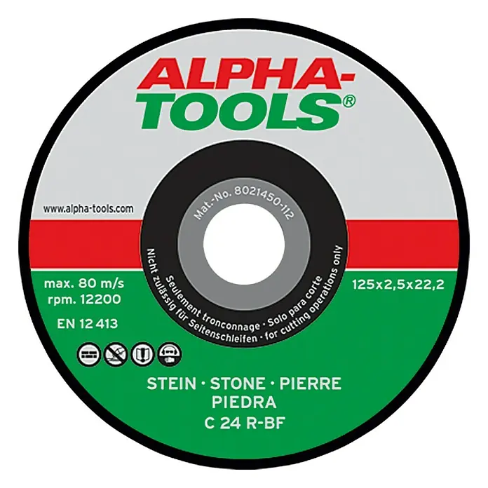 Alpha Tools Trennscheibe C 24R-BF - Stein, Durchmesser Scheibe: 125 mm, Stärke Scheibe: 2,5 mm, 10 Stk. - Vorderansicht