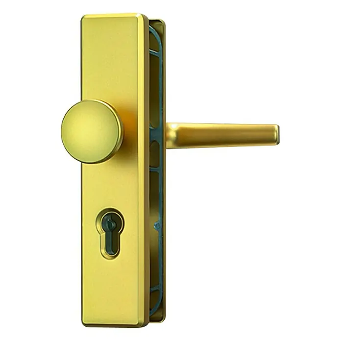 Abus Schutzbeschlag KLN 314 - Wohnungsabschlusstür, Messing, Türstärke: 37 mm - 47 mm, Knopf außen, Drücker innen - Vorderansicht