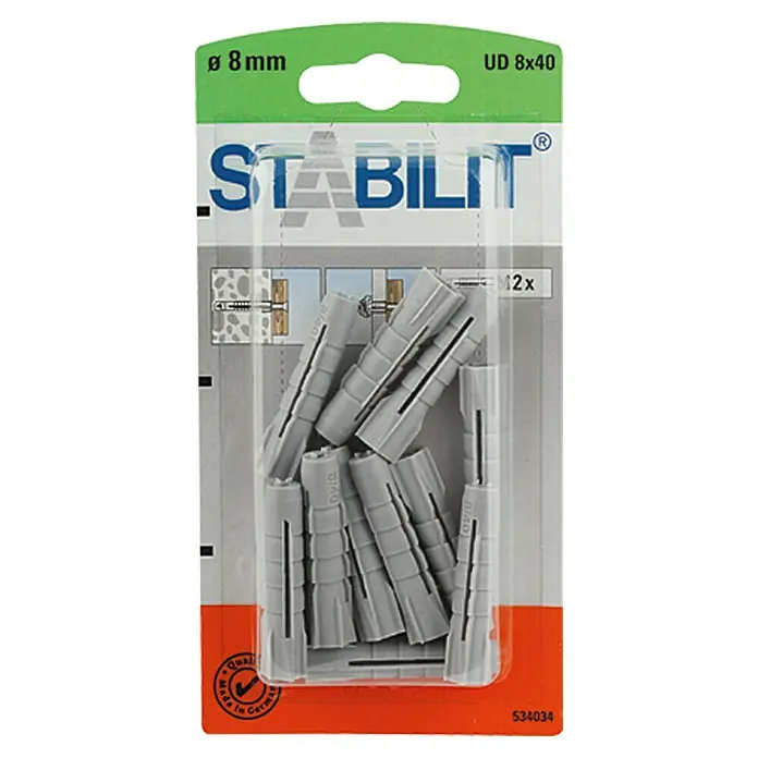 Stabilit Univerzalna tipla - Promjer tiple: 8 mm, Duljina tiple: 40 mm, 12 kom - Pogled sprijeda