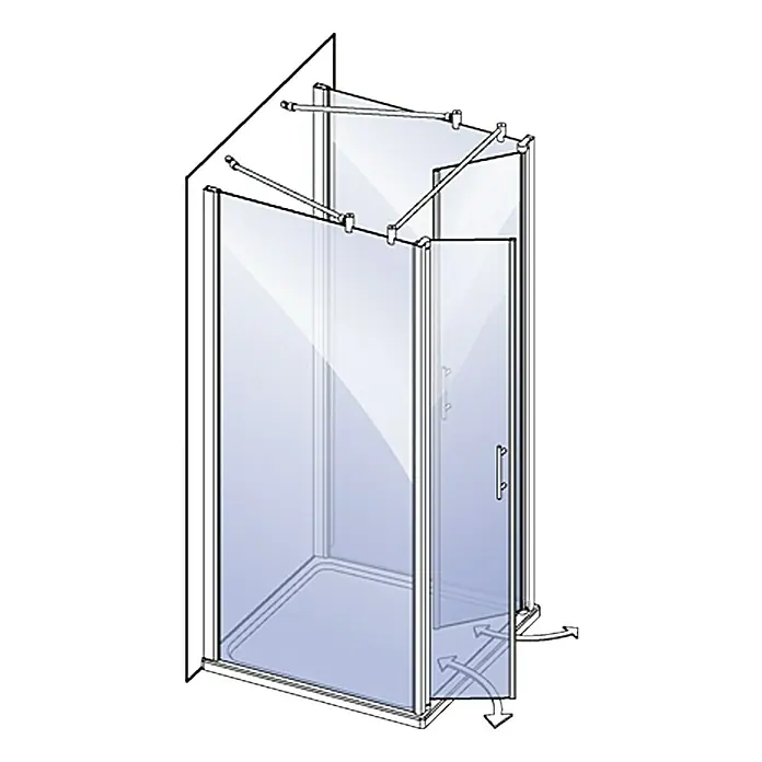 Camargue Vario Duschwand für Doppelpendeltür S37 - 90 x 195 cm, Beschichtet, Stärke: 6 mm, Silber