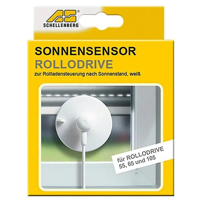 Schellenberg Sonnen- & Dämmerungssensor - Passend für: RolloDrive 55, 65 und 105, Kabellänge: 0,75 m - Vorderansicht