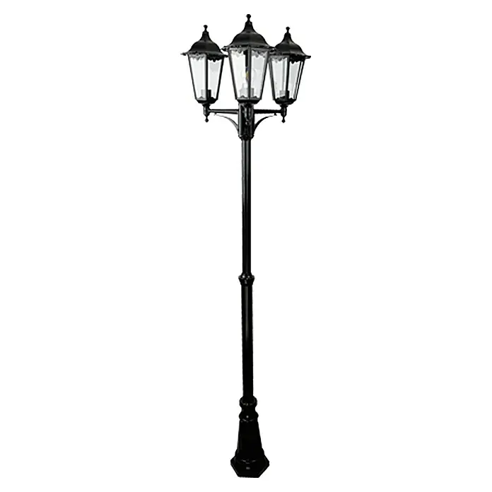 Starlux Turin Farola - Negro, 3 × 60 W, IP44 - Vista frontal