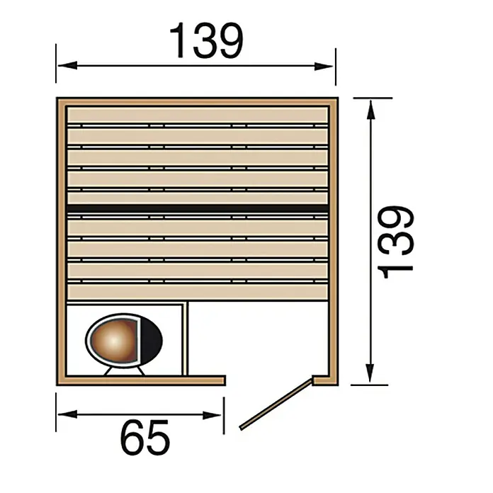 Weka Massivholzsauna 537 GT Gr.1 - Ohne Ofen, Außenmaß: 139 x 139 x 203,5 cm