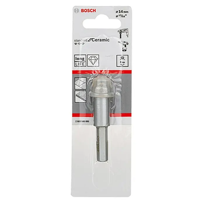 Bosch Broca diamantada para perforación en seco Ceramic - Diámetro: 14 mm, Diámetro vástago: 8 mm hexagonal