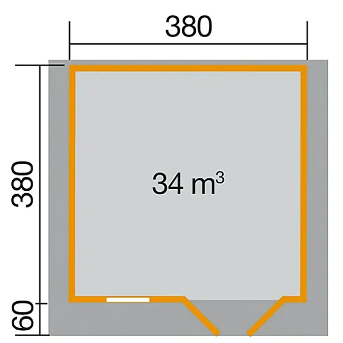 Weka Blockbohlenhaus Rom - 28 mm, 14,44 m², Satteldach - Ansicht von oben