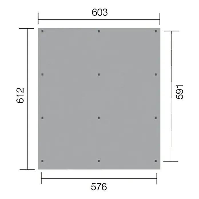 Weka Carport Optima Duo - 6,12 x 6,03 m, Einfahrtshöhe: 2,15 m, Schneelast: 125 kg/m² - Ansicht von oben