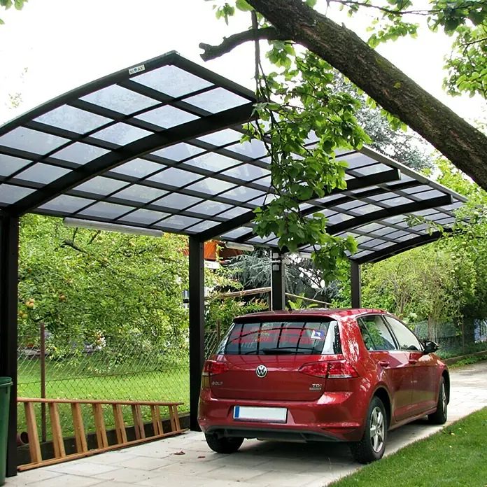 Ximax Carport Portoforte Tandem 110 - 9,8 x 2,7 m, Einfahrtshöhe: Max. 2,2 m, Mattbraun, Schneelast: 137 kg/m²
