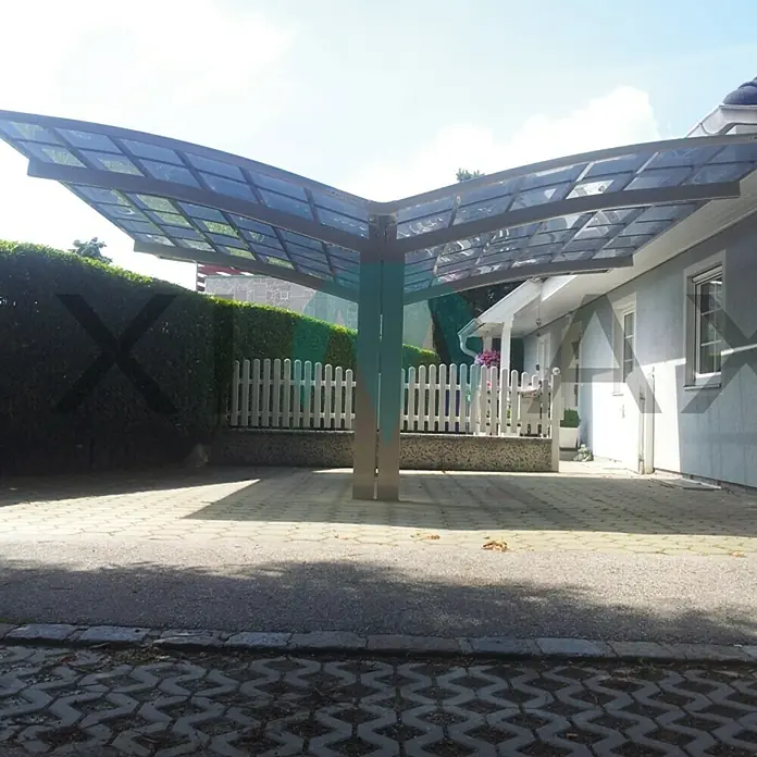 Ximax Carport Portoforte Y 110 - 4,9 x 5,4 m, Einfahrtshöhe: Max. 2,2 m, Mattbraun, Schneelast: 137 kg/m²