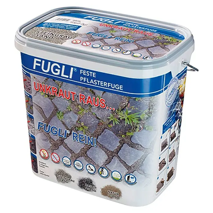 Fugli Pflasterfugenmörtel - Steingrau, 12,5 kg, Fugenbreite: 5 mm - 15 mm, Unkrauthemmend - Vorderansicht