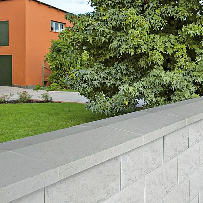 Mauerabdeckplatte Satteldach - Grau/Anthrazit, 50 x 25 cm, Beton