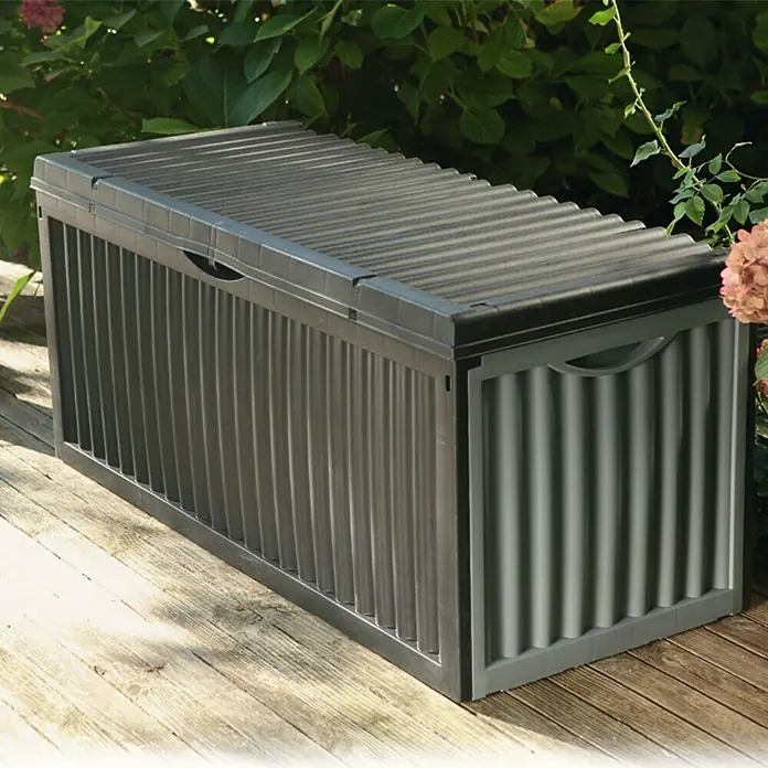 Garten-Aufbewahrungsbox Wave - 120 x 52 x 54 cm, Anthrazit, Kunststoff