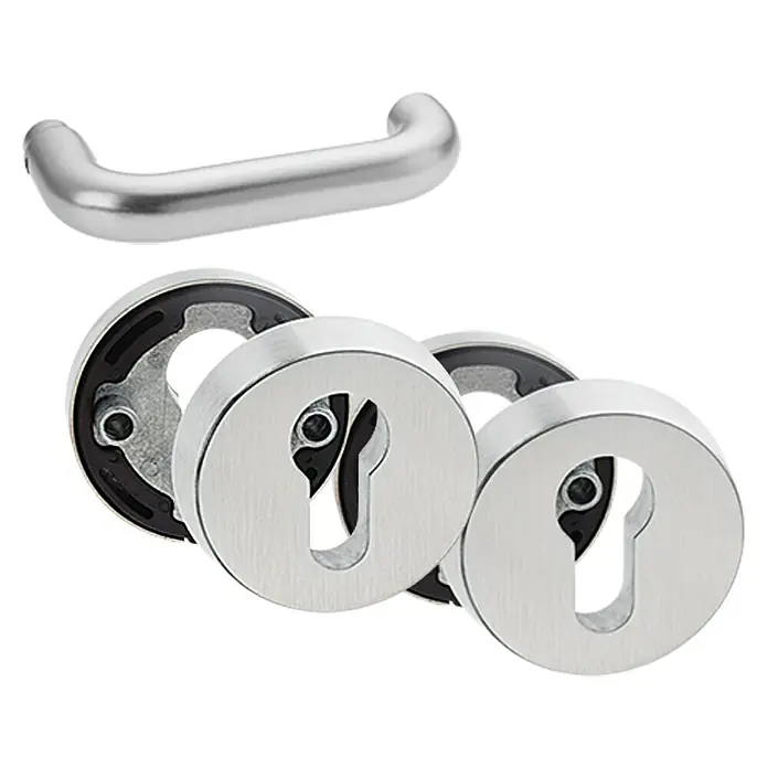 Schutzbeschlag - Hauseingangstür, Türstärke: 35 mm - 45 mm, Aluminium, Profilzylinder PZ, Farbe: Stahlgrau