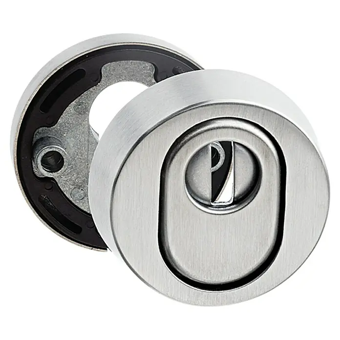Portaferm Schutzrosettenpaar - Hauseingangstür, Türstärke: 0 mm - 68 mm, Silber, 2 Stk., Zylinderabdeckung - Vorderansicht