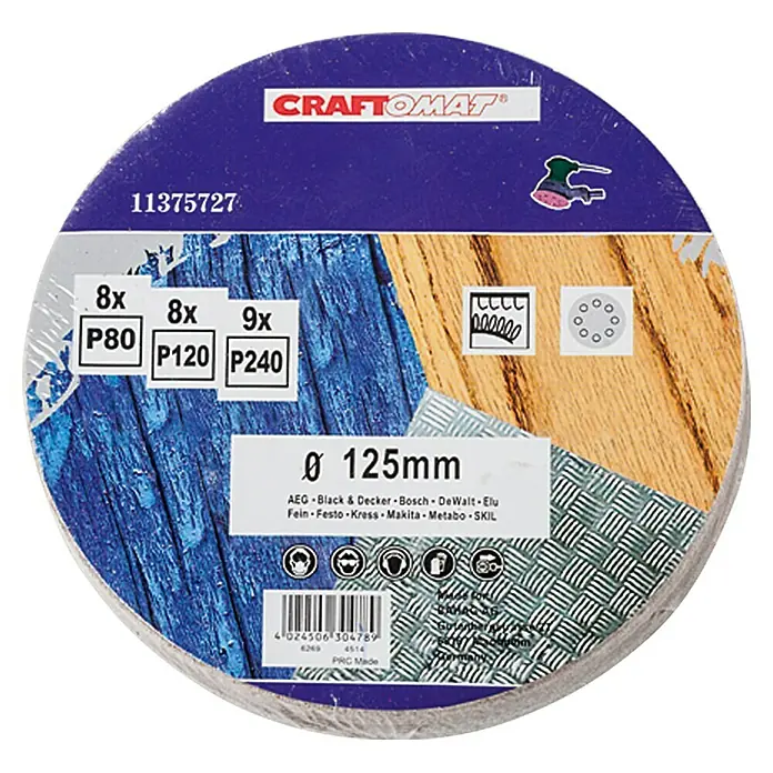 Craftomat Haftschleifscheiben-Set - Durchmesser: 125 mm, 24 -tlg.