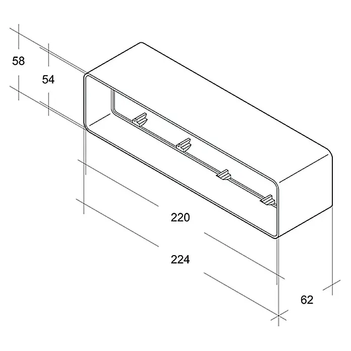 Air-Circle Spojnica za plosnate ventilacijske cijevi - 220 x 54 mm - Pogled s lijeve strane