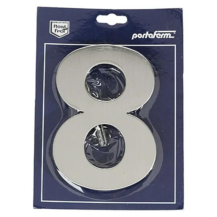 Portaferm Hausnummer 8 - Höhe: 15 cm, Edelstahl, Motiv: 8
