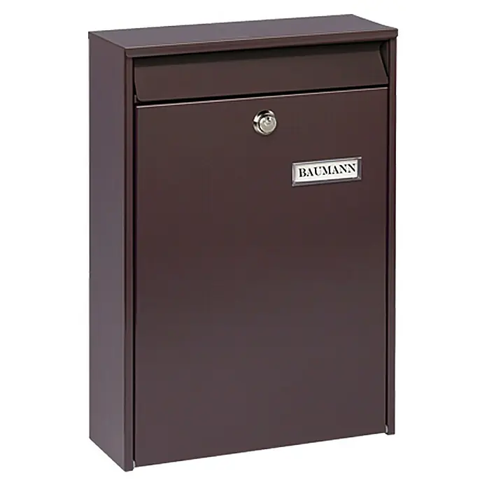 Burg-Wächter Briefkasten Leipzig 777 - Stahl, 287 x 104 x 397 mm, Braun, Format Einwurf: DIN C4, 252 x 30 mm - Linke Seitenansicht