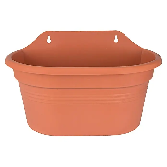 Elho Green Basics Zidne kutije za biljke - Vanjska dimenzija (ø x V): 30 x 17 cm, Plastika, terakota - Pogled sprijeda