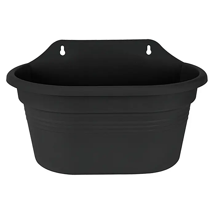 Elho Green Basics Zidne kutije za biljke - Vanjska dimenzija (ø x V): 30 x 17 cm, Plastika, Crne boje - Pogled sprijeda